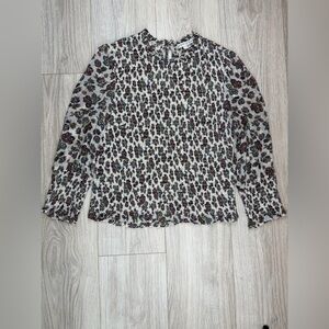 Veronica Beard Kali Floral Print Smocked Top Blouse Size 4